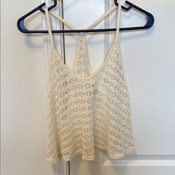 PINK Victoria's Secret Cream Backless Crocheted Tank Top - Picture 1 of 5